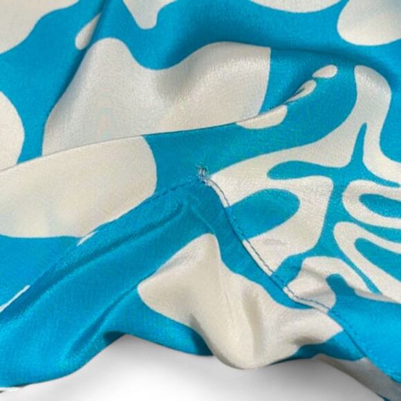 VTG Thierry Mugler 1990 Eté Hawaï Collection Tropical Silk Wrap Dress Blue 36 S - Picture 10 of 16